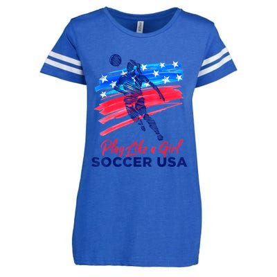 Play Like A Girl USA Soccer Team Shirt USA Womens Football Enza Ladies Jersey Football T-Shirt