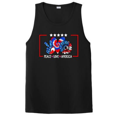 Peace Love America Sunflower Patriotic Tie Dye 4th Of July Cool Gift PosiCharge Competitor Tank