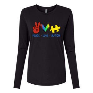 Peace Love Autism Awareness Acceptance Gift Womens Cotton Relaxed Long Sleeve T-Shirt