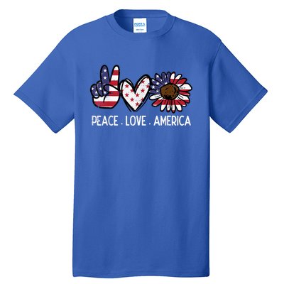 Peace Love America Us Flag Fourth 4th Of July Patriot Gift Tall T-Shirt