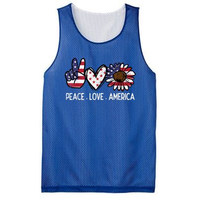 Peace Love America Us Flag Fourth 4th Of July Patriot Gift Mesh Reversible Basketball Jersey Tank