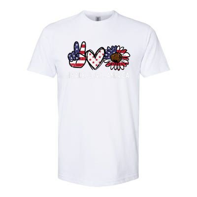 Peace Love America Us Flag Fourth 4th Of July Patriot Gift Softstyle® CVC T-Shirt