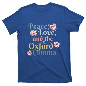 Peace Love And The Oxford Comma English Grammar Humor Joke  T-Shirt