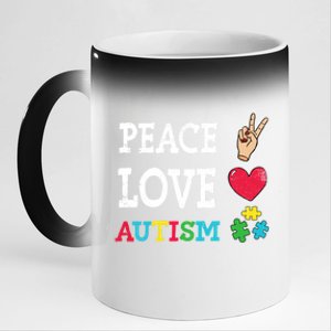 Peace Love Autism Awareness Day Acceptance Autistic Puzzle Meaningful Gift 11oz Black Color Changing Mug