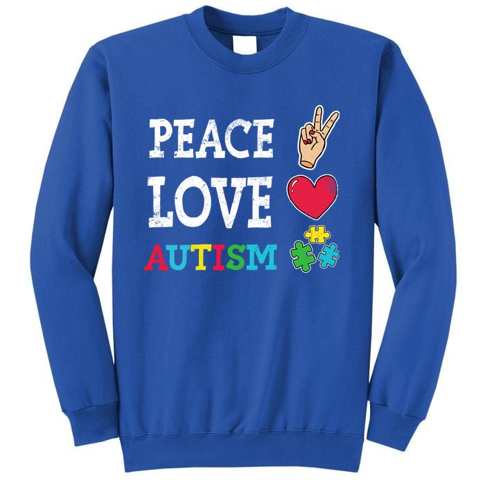 Peace Love Autism Awareness Day Acceptance Autistic Puzzle Meaningful Gift Sweatshirt