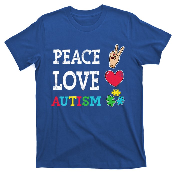 Peace Love Autism Awareness Day Acceptance Autistic Puzzle Meaningful Gift T-Shirt