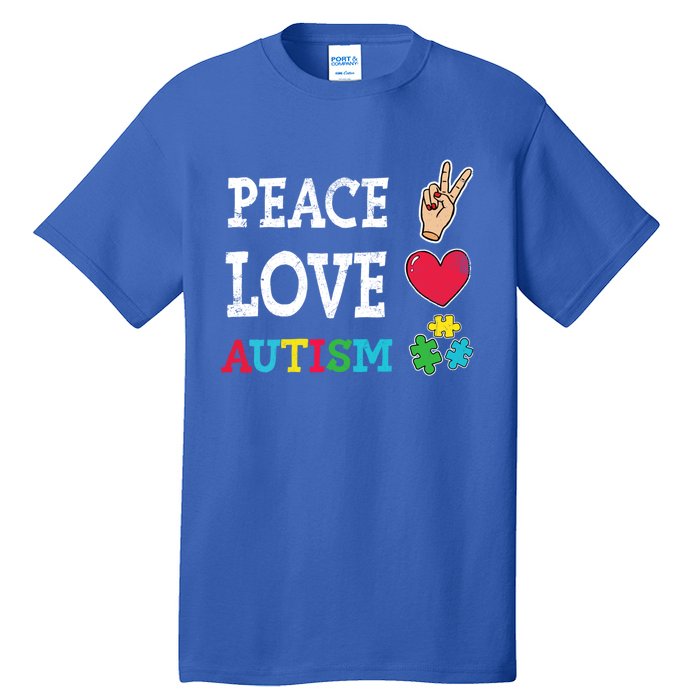 Peace Love Autism Awareness Day Acceptance Autistic Puzzle Meaningful Gift Tall T-Shirt