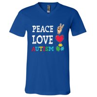 Peace Love Autism Awareness Day Acceptance Autistic Puzzle Meaningful Gift V-Neck T-Shirt