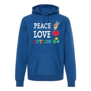 Peace Love Autism Awareness Day Acceptance Autistic Puzzle Meaningful Gift Premium Hoodie