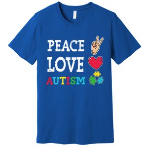 Peace Love Autism Awareness Day Acceptance Autistic Puzzle Meaningful Gift Premium T-Shirt