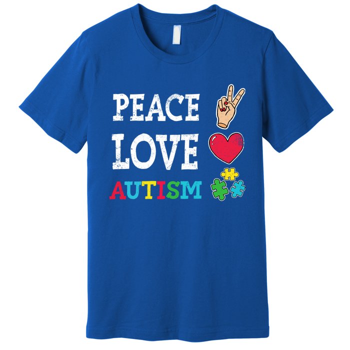 Peace Love Autism Awareness Day Acceptance Autistic Puzzle Meaningful Gift Premium T-Shirt