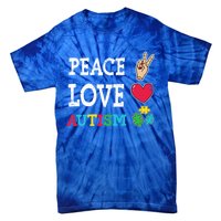 Peace Love Autism Awareness Day Acceptance Autistic Puzzle Meaningful Gift Tie-Dye T-Shirt