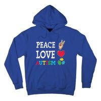 Peace Love Autism Awareness Day Acceptance Autistic Puzzle Meaningful Gift Tall Hoodie