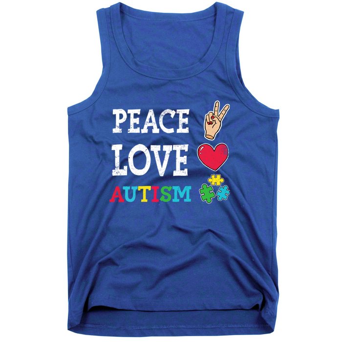 Peace Love Autism Awareness Day Acceptance Autistic Puzzle Meaningful Gift Tank Top