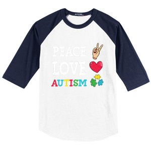 Peace Love Autism Awareness Day Acceptance Autistic Puzzle Meaningful Gift Baseball Sleeve Shirt