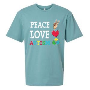 Peace Love Autism Awareness Day Acceptance Autistic Puzzle Meaningful Gift Sueded Cloud Jersey T-Shirt