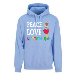 Peace Love Autism Awareness Day Acceptance Autistic Puzzle Meaningful Gift Unisex Surf Hoodie