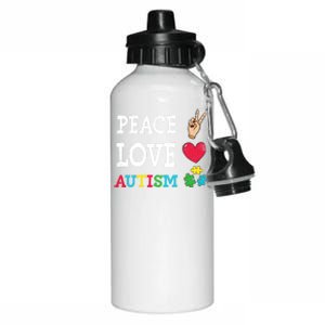 Peace Love Autism Awareness Day Acceptance Autistic Puzzle Meaningful Gift Aluminum Water Bottle