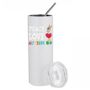 Peace Love Autism Awareness Day Acceptance Autistic Puzzle Meaningful Gift Stainless Steel Tumbler