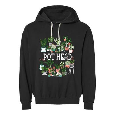 Plant Lover And Gardener Pot Head Succulent Garment-Dyed Fleece Hoodie