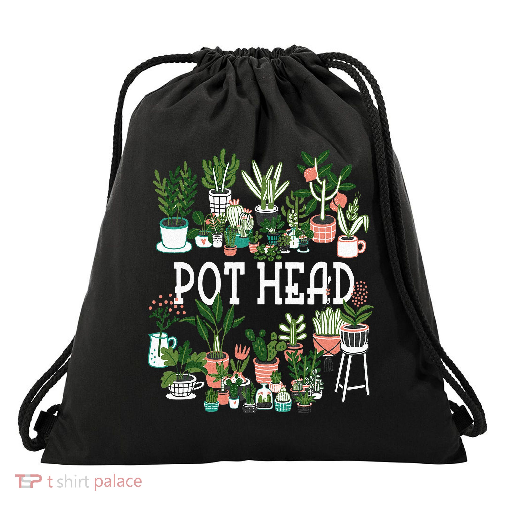 Plant Lover And Gardener Pot Head Succulent Drawstring Bag