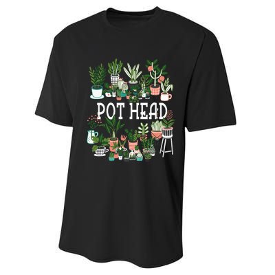 Plant Lover And Gardener Pot Head Succulent Performance Sprint T-Shirt