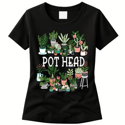 Plant Lover And Gardener Pot Head Succulent Womens T-Shirt
