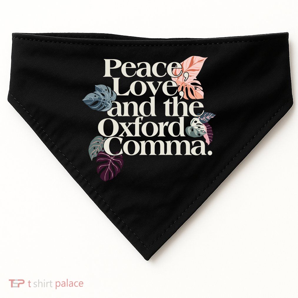 Peace Love And The Comma Grammar Lover USA-Made Doggie Bandana
