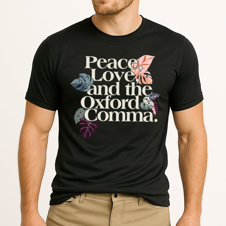 Peace Love And The Comma Grammar Lover Cooling Performance Crew T-Shirt
