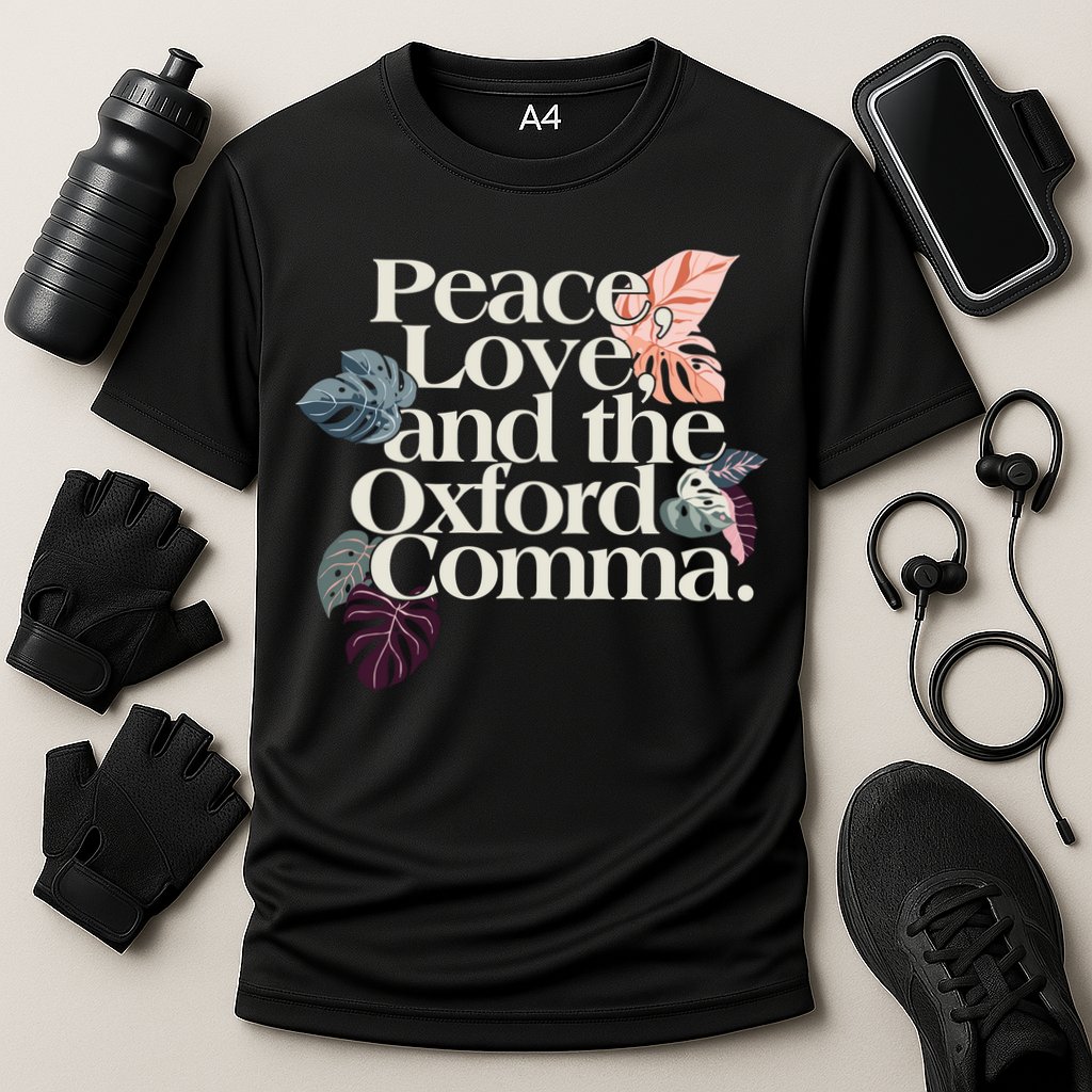 Peace Love And The Comma Grammar Lover Cooling Performance Crew T-Shirt