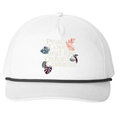 Peace Love And The Comma Grammar Lover Snapback Five-Panel Rope Hat