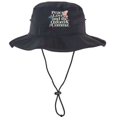 Peace Love And The Comma Grammar Lover Bucket Hat