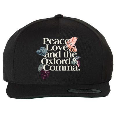 Peace Love And The Comma Grammar Lover Wool Snapback Cap