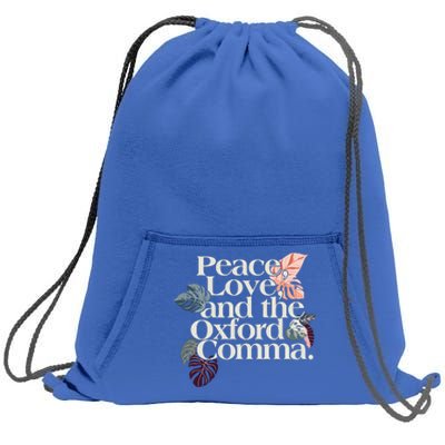 Peace Love And The Comma Grammar Lover Sweatshirt Cinch Pack Bag