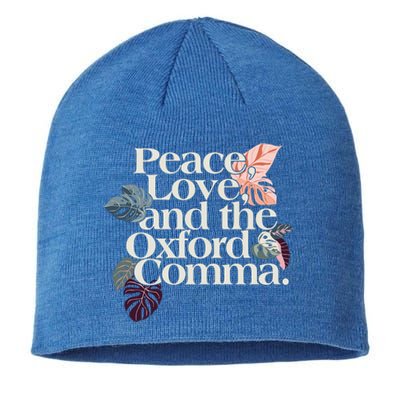 Peace Love And The Comma Grammar Lover Sustainable Beanie