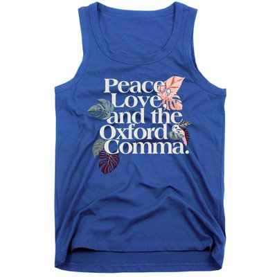 Peace Love And The Comma Grammar Lover Tank Top