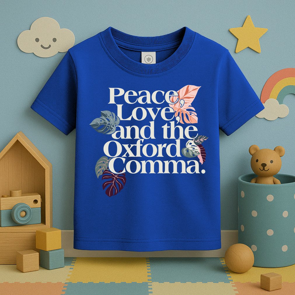 Peace Love And The Comma Grammar Lover Toddler T-Shirt