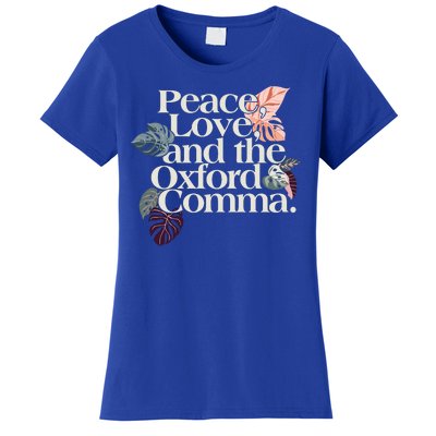 Peace Love And The Comma Grammar Lover Women's T-Shirt