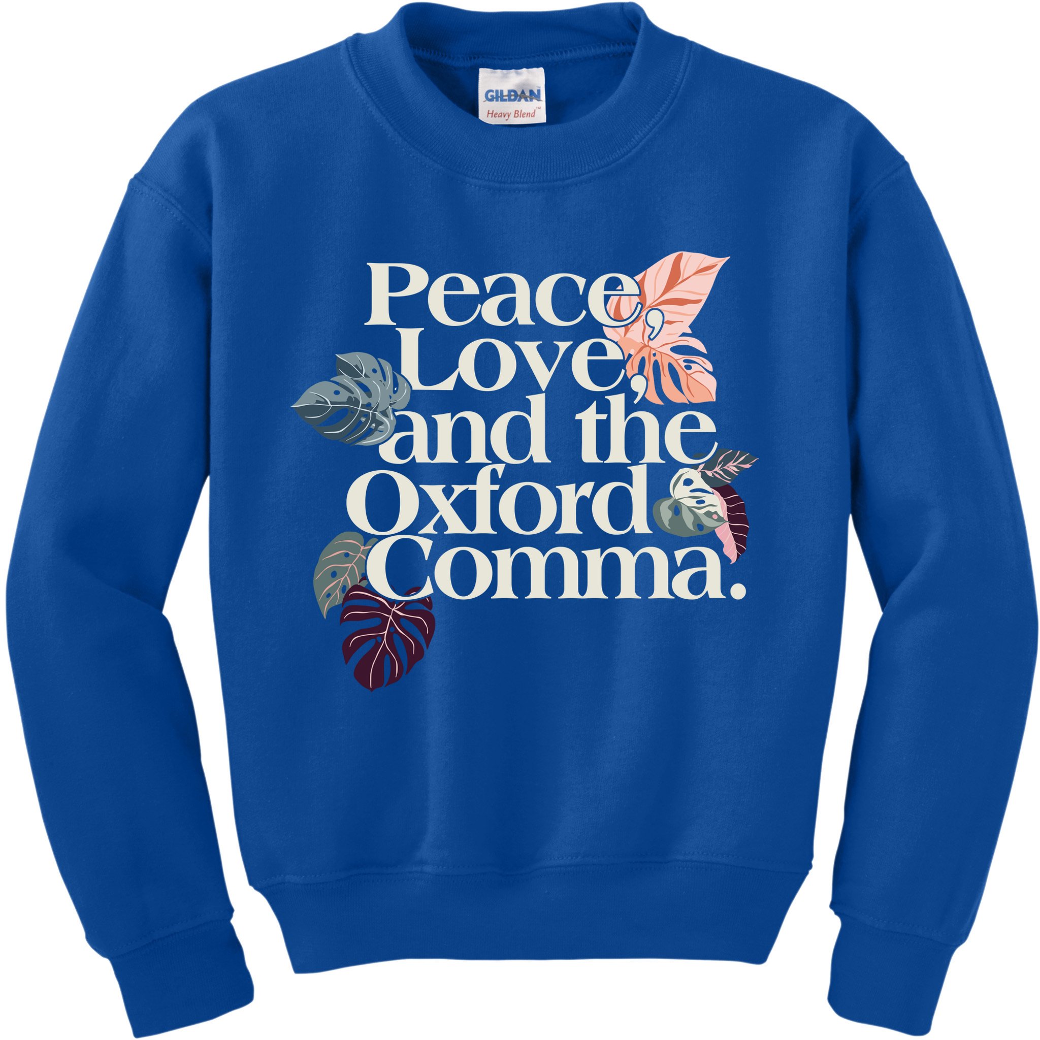 Peace Love And The Comma Grammar Lover Kids Sweatshirt