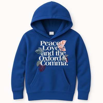 Peace Love And The Comma Grammar Lover Kids Hoodie