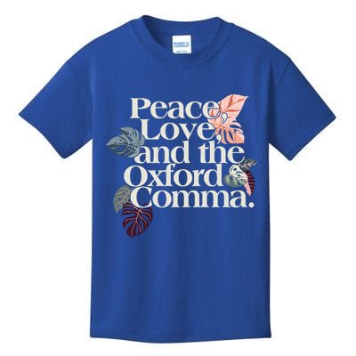 Peace Love And The Comma Grammar Lover Kids T-Shirt