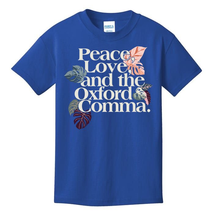 Peace Love And The Comma Grammar Lover Kids T-Shirt