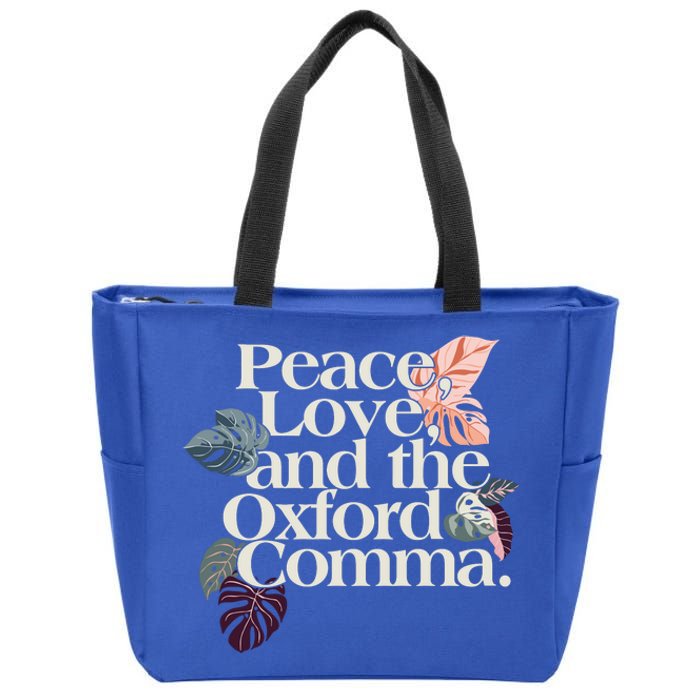 Peace Love And The Comma Grammar Lover Zip Tote Bag