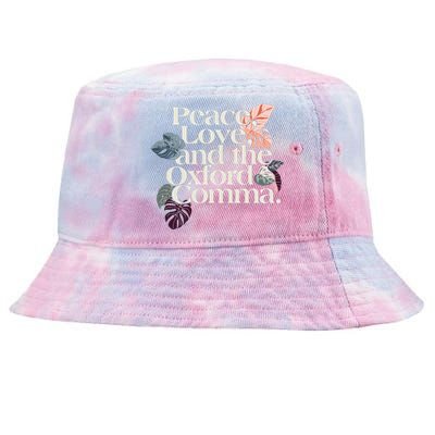 Peace Love And The Comma Grammar Lover Tie-Dyed Bucket Hat