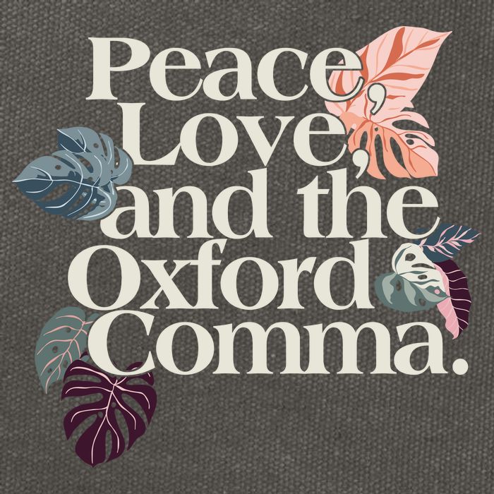Peace Love And The Comma Grammar Lover Cotton Canvas Backpack