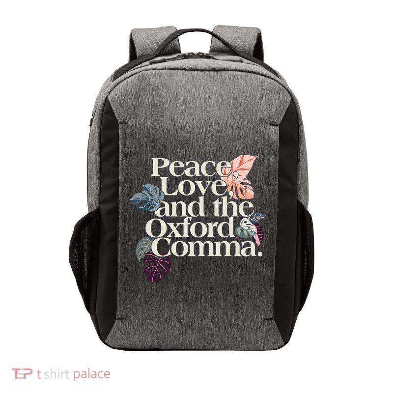 Peace Love And The Comma Grammar Lover Vector Backpack