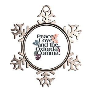 Peace Love And The Comma Grammar Lover Metallic Star Ornament