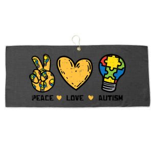 Peace Love Autism Cute Light Bulb Puzzle Awareness Autistic Cool Gift Large Microfiber Waffle Golf Towel