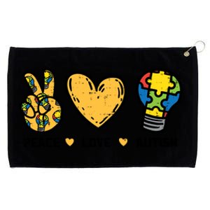 Peace Love Autism Cute Light Bulb Puzzle Awareness Autistic Cool Gift Grommeted Golf Towel