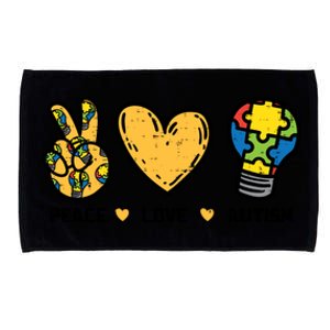 Peace Love Autism Cute Light Bulb Puzzle Awareness Autistic Cool Gift Microfiber Hand Towel